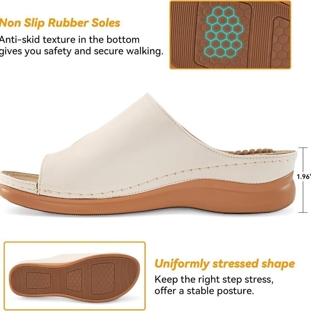 Women Wedge Sandals PU Bunion Corrector Adjustable TPR Sole Summer Shoe - Picture 4 of 6
